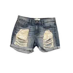Pistola Women’s Sz Medium Cuffed Jean Shorts 4” Mid Rise Distressed Cotton Denim